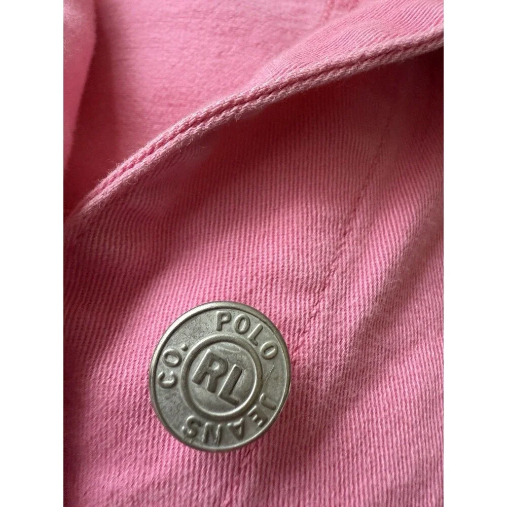 Ralph Lauren‎ Women's Pink  Denim Jean  Jacket Size XLarge  Vintage Trucker XL - Picture 6 of 6